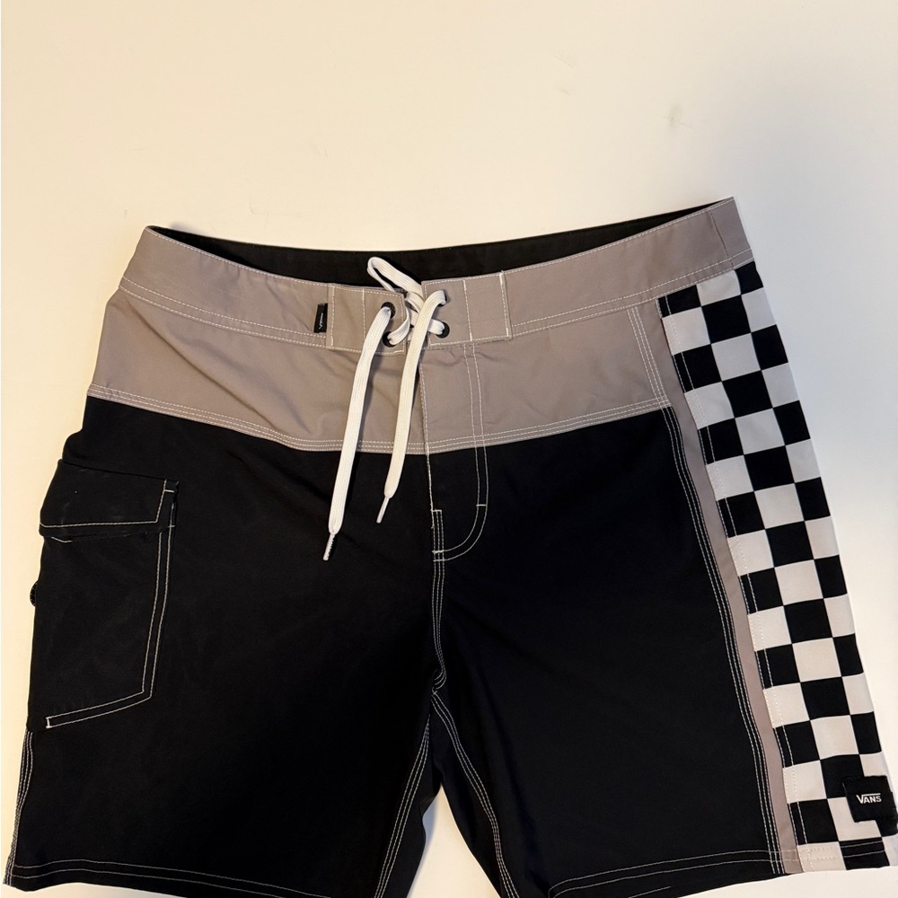 Vans - Men's Black & Gray Checkered Board Shorts